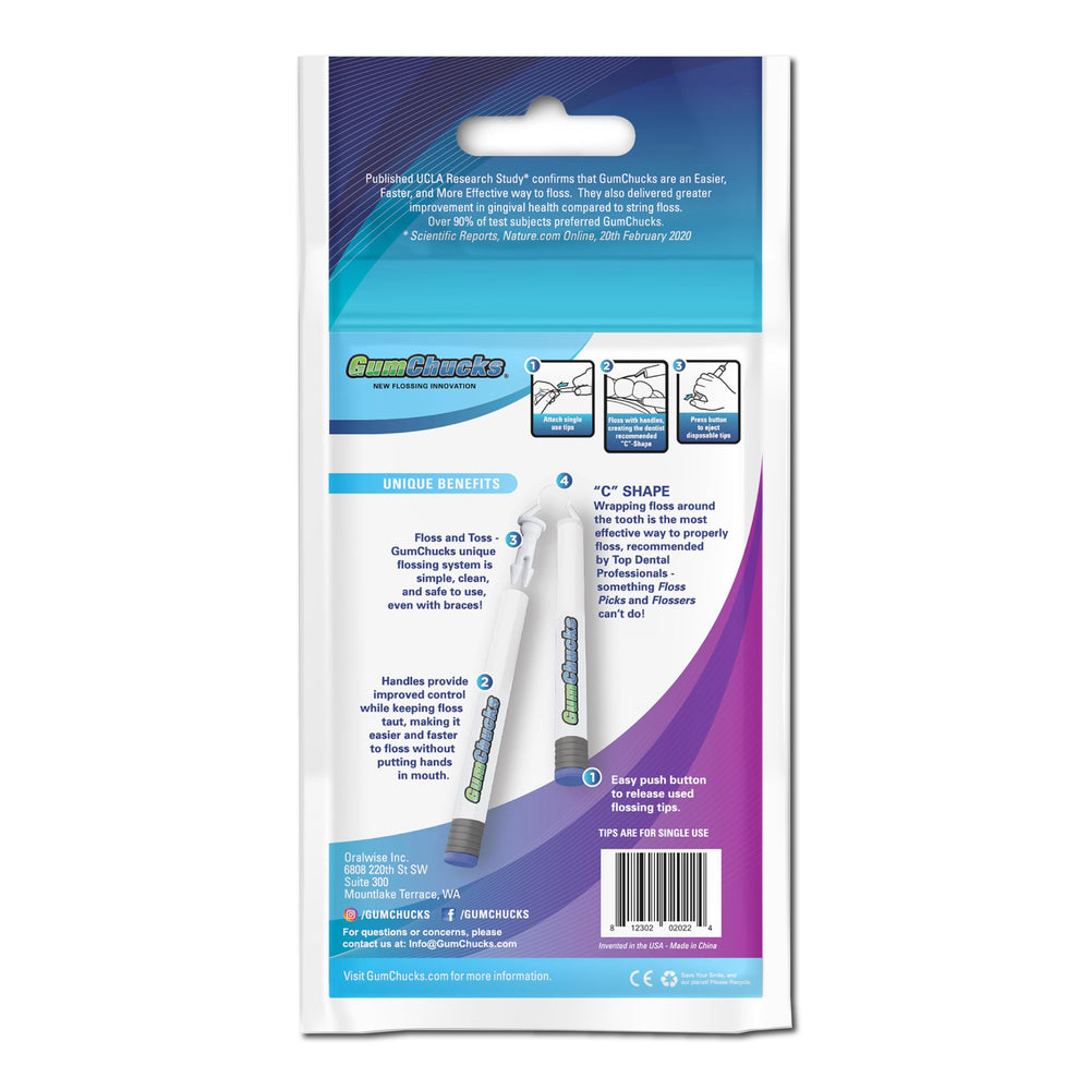 Close-up of GumChucks flossing tips