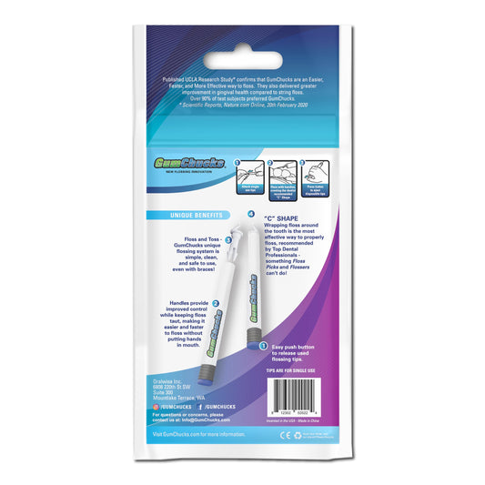 Close-up of GumChucks flossing tips