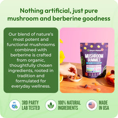 Nutrition facts label on Mushroom Gummies with Berberine