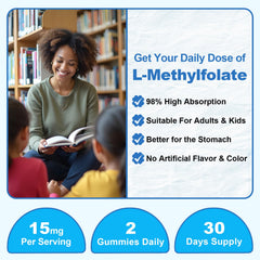 60-count bottle packaging illustration for L-Methylfolate gummies