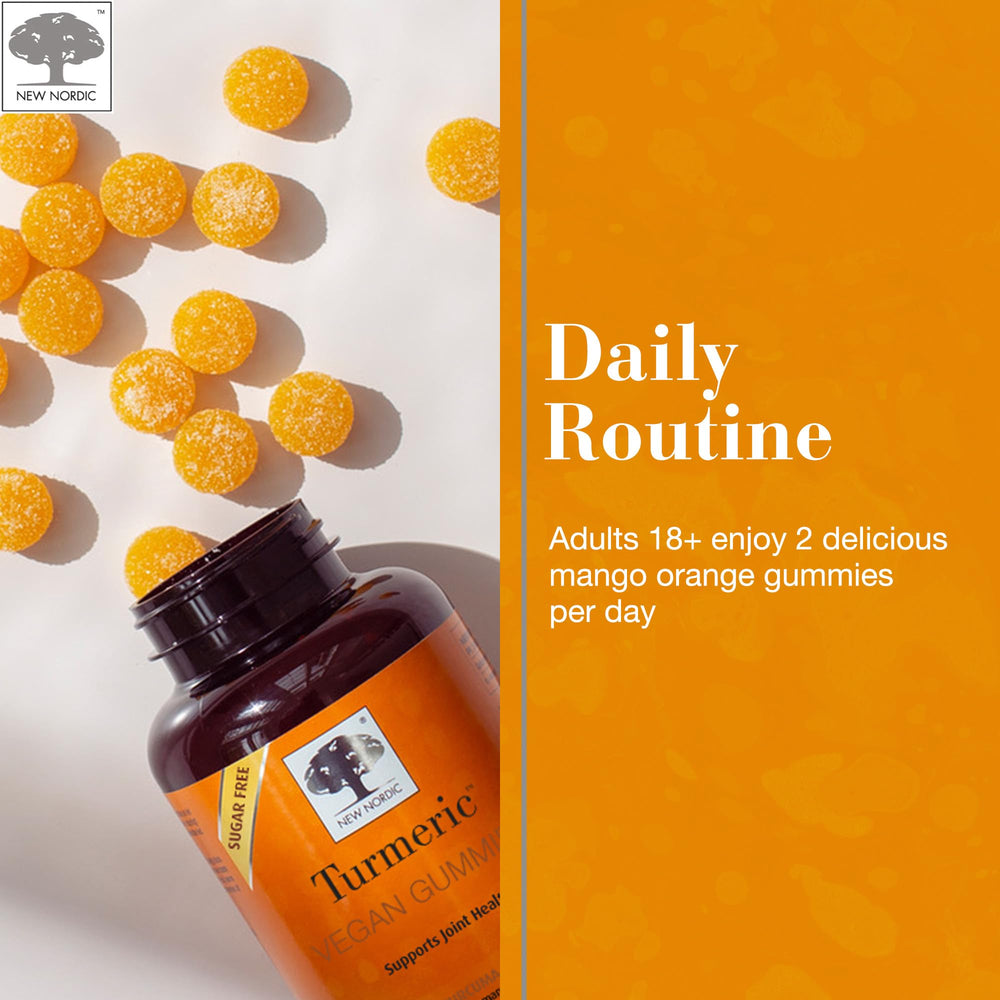 Gummies spilled from bottle with Mango Orange flavor