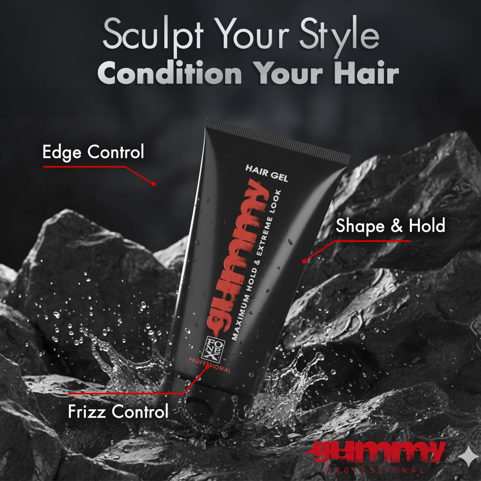 Gummy professional hair gel adds shine with a lightweight finish