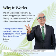 Gundry MD probiotic bottle on wood for daily digestion support