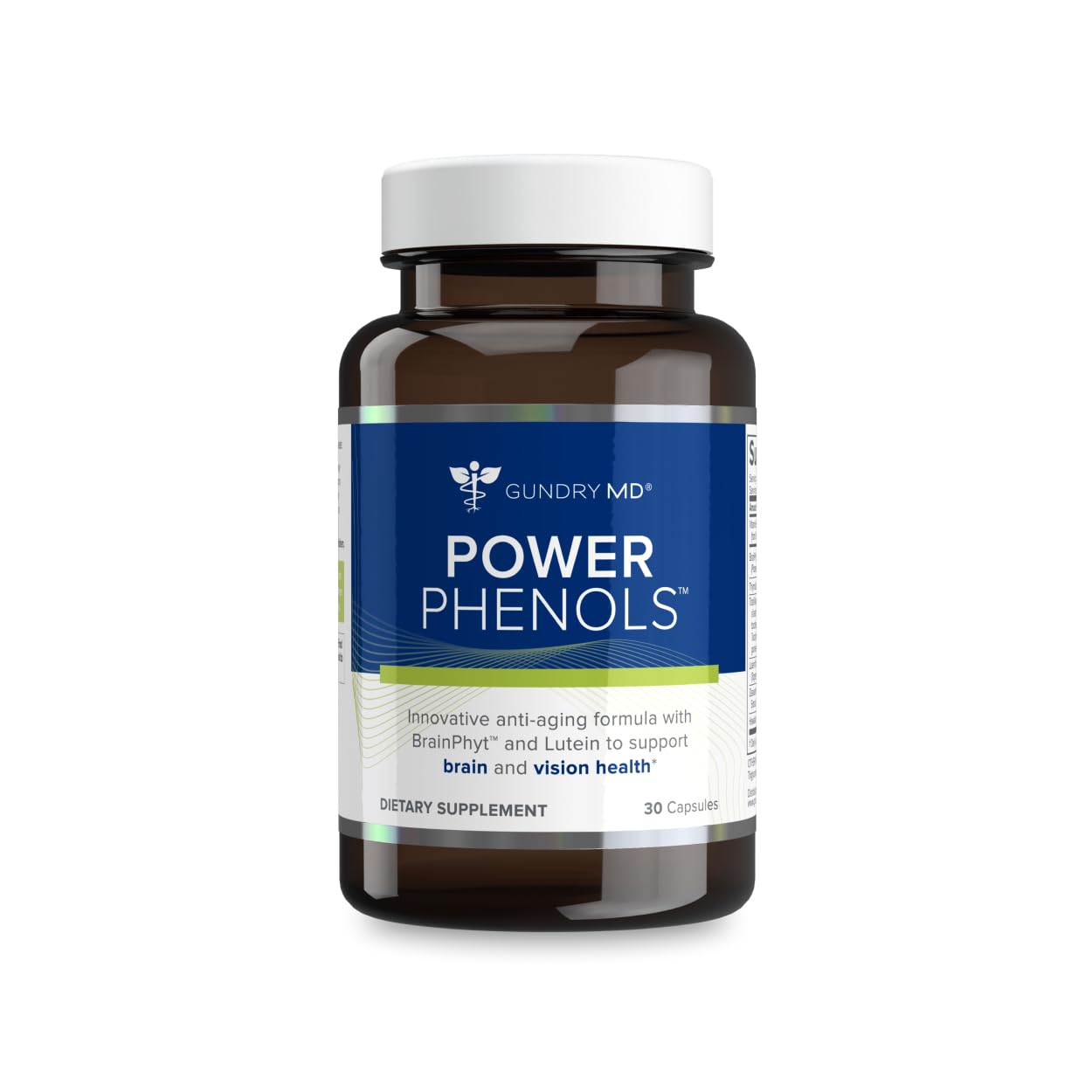 Gundry MD Power Phenols bottle with capsules signaling cognitive support