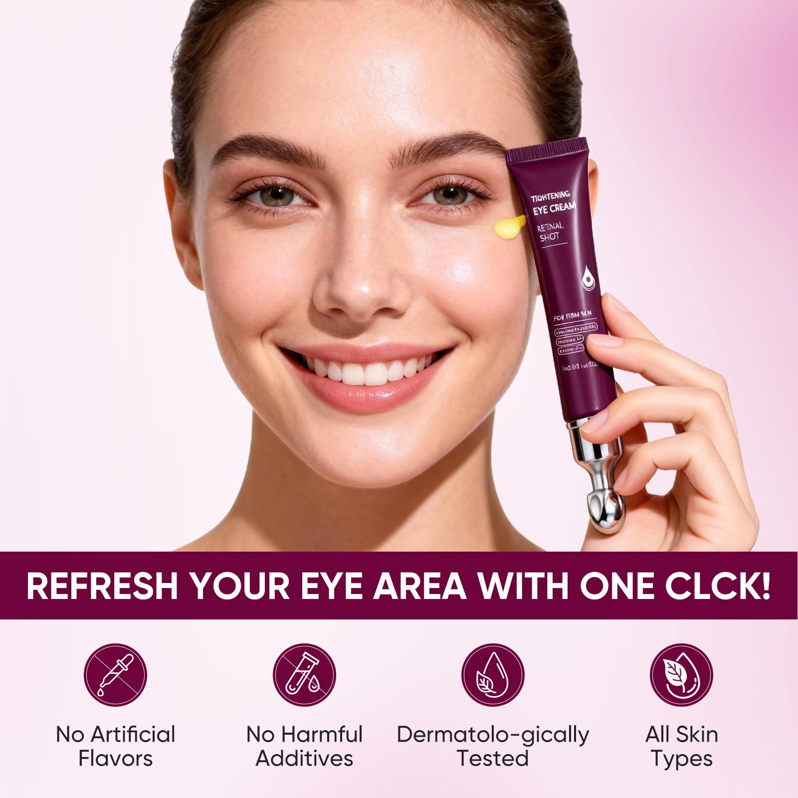 GUOYAOLIFU Eye Cream Stick before after concept showing reduced puffiness