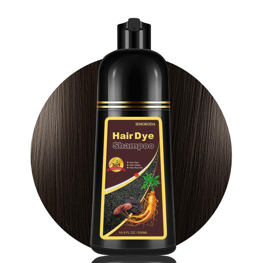 GURKOOYD Coffee Hair Dye Shampoo bottle front showing 3-in-1 formula for color, cleanse, and condition.