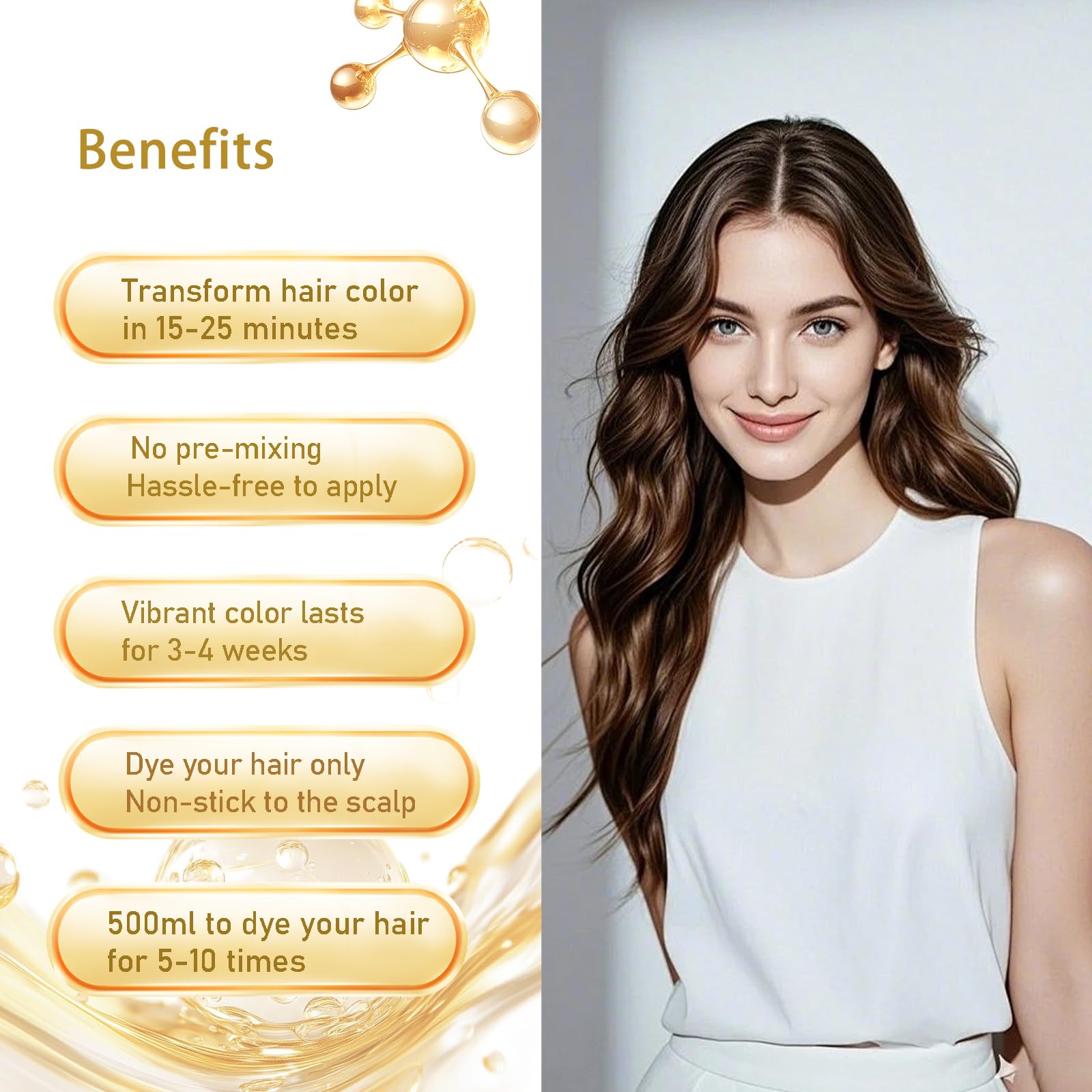GURKOOYD Coffee Hair Dye Shampoo pouring action demonstrates quick, even application.