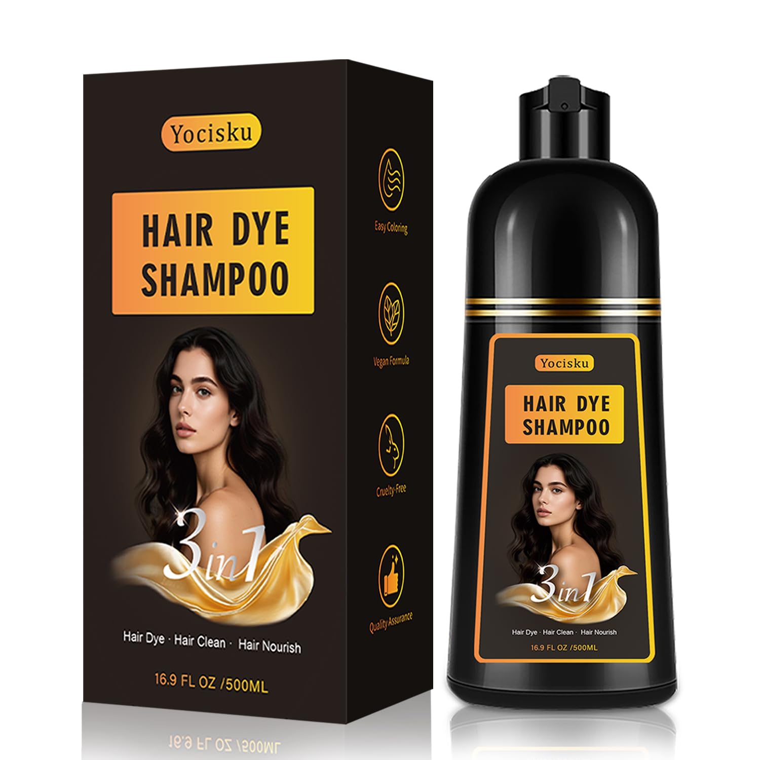 GURKOOYD hair dye shampoo bottle close-up highlights premium packaging and color potential.