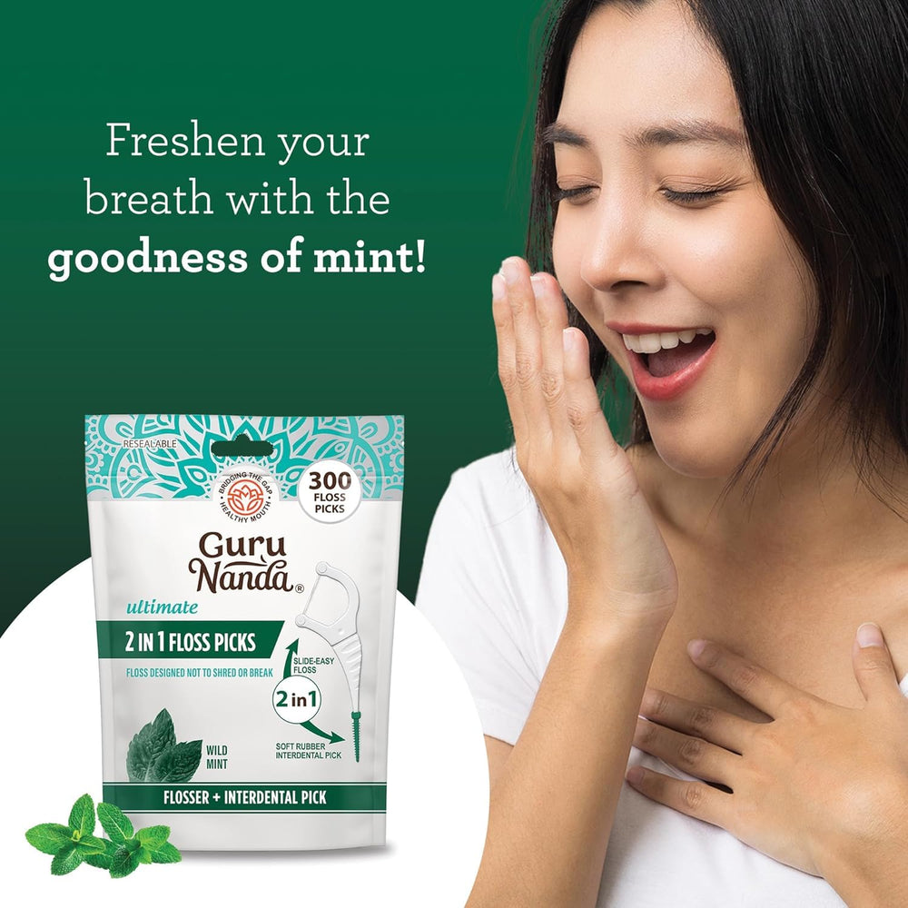 Dentist-recommended GuruNanda 2-in-1 floss picks