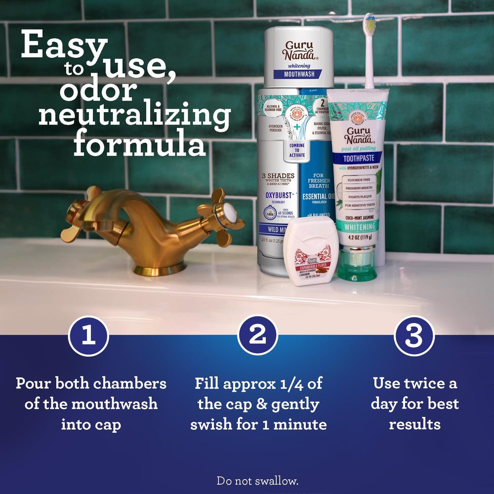 Alcohol-free and fluoride-free oral care mouthwash