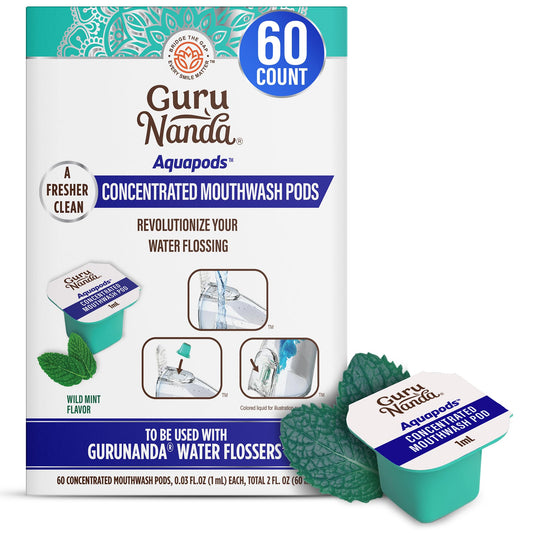 GuruNanda Aqua Pods box and individual mouthwash pods