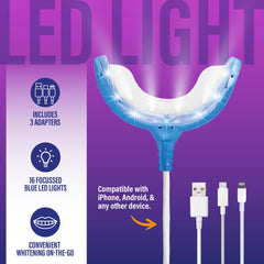 Blue wired LED light with 16 LEDs for whitening