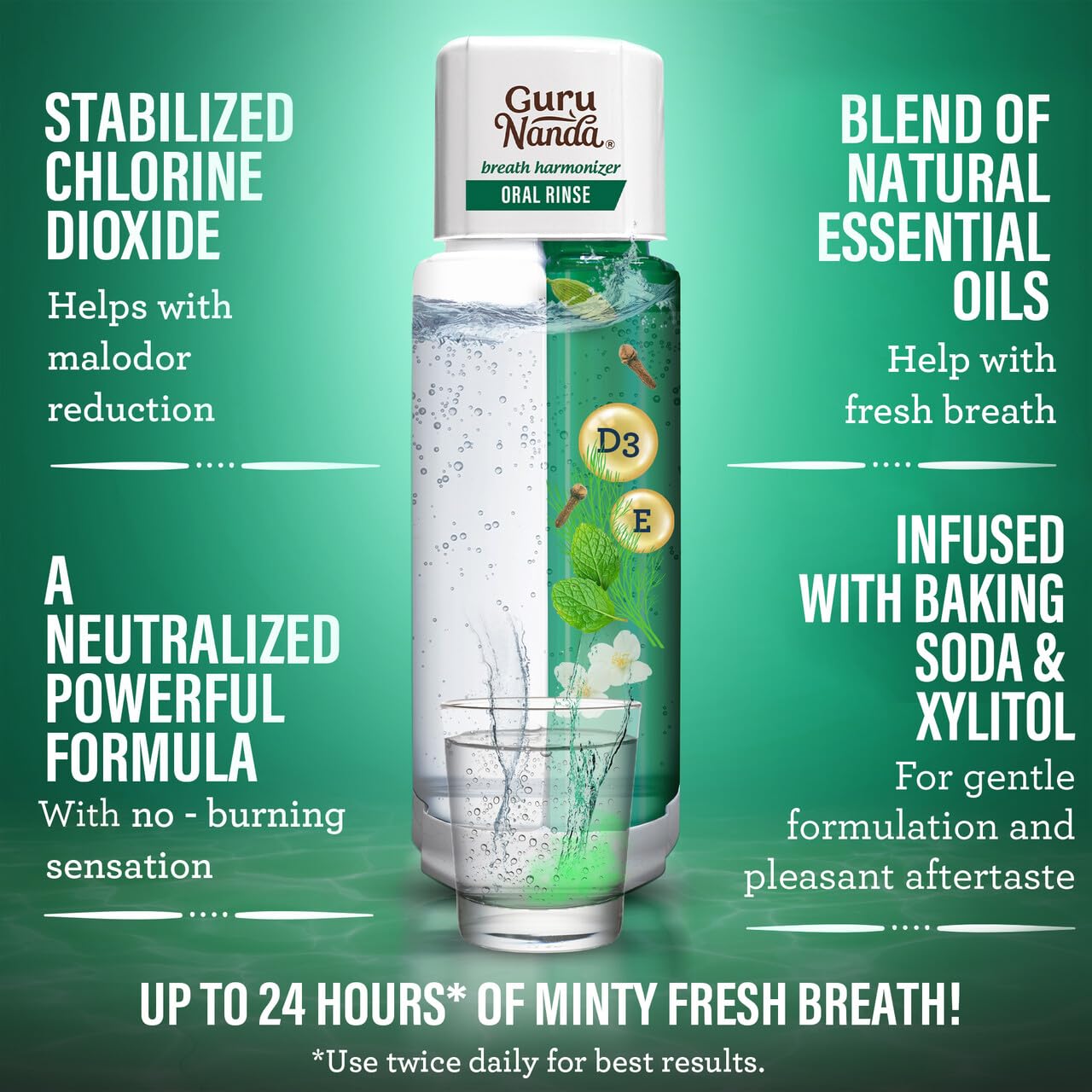 Breath Harmonizer mouthwash for 12-hour fresh breath, fluoride-free