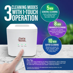 Cleaning pod in use with dentures in tank