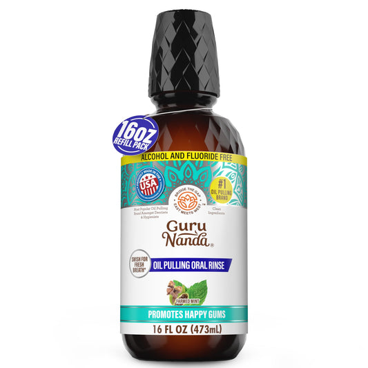GuruNanda CocoMint Oil Pulling Mouthwash 16 oz bottle
