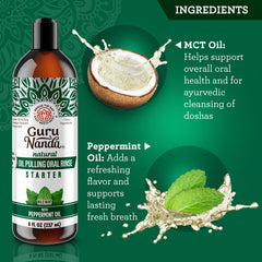 Coconut oil and peppermint oil pulling ingredients