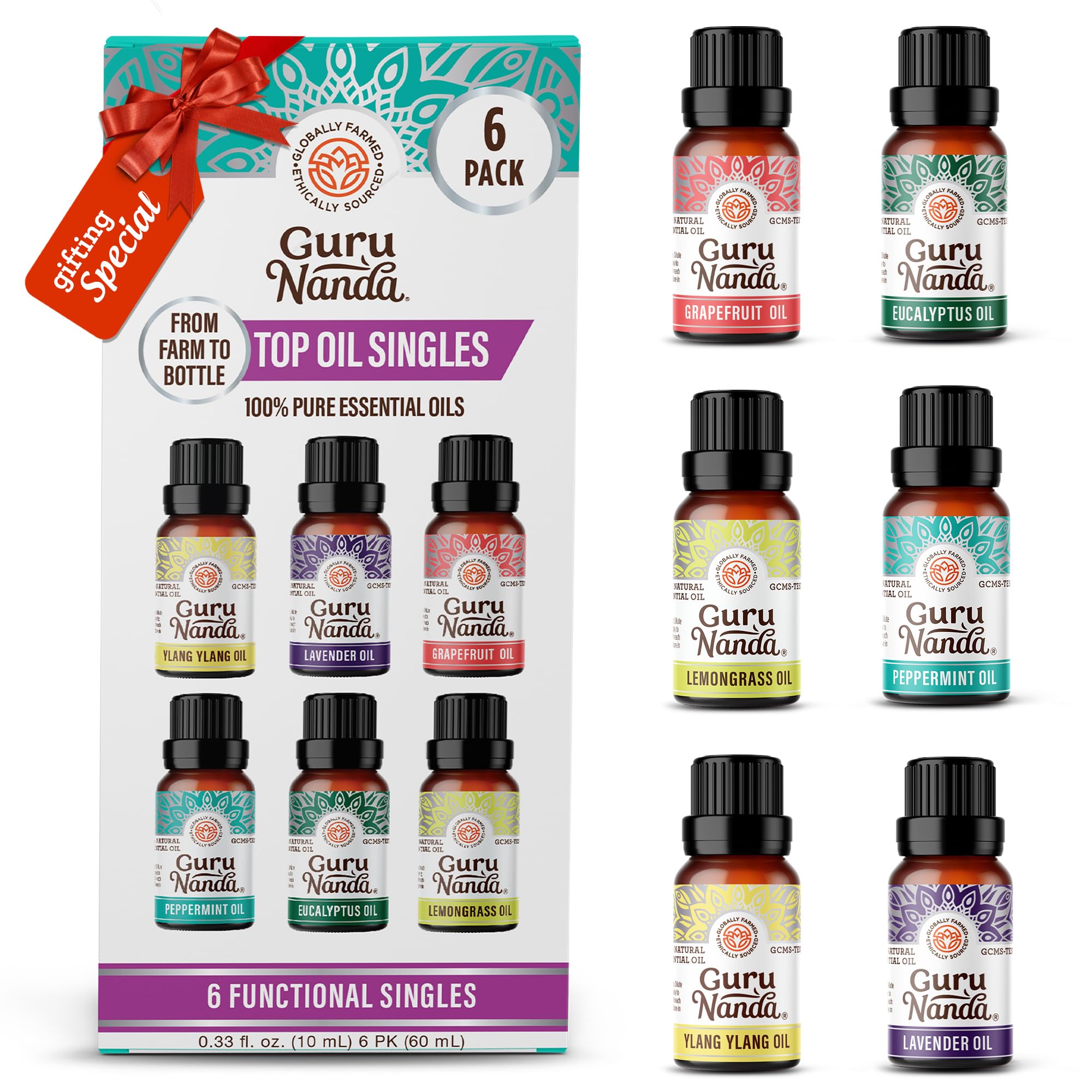 GuruNanda Lavender essential oil bottle (0.33 oz) for diffusers