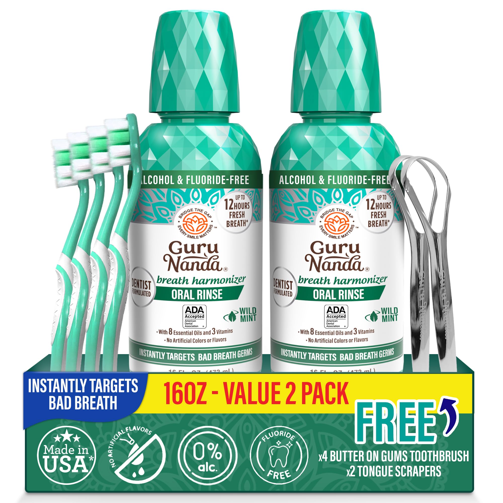 GuruNanda Fresh Breath Mouthwash bottle front