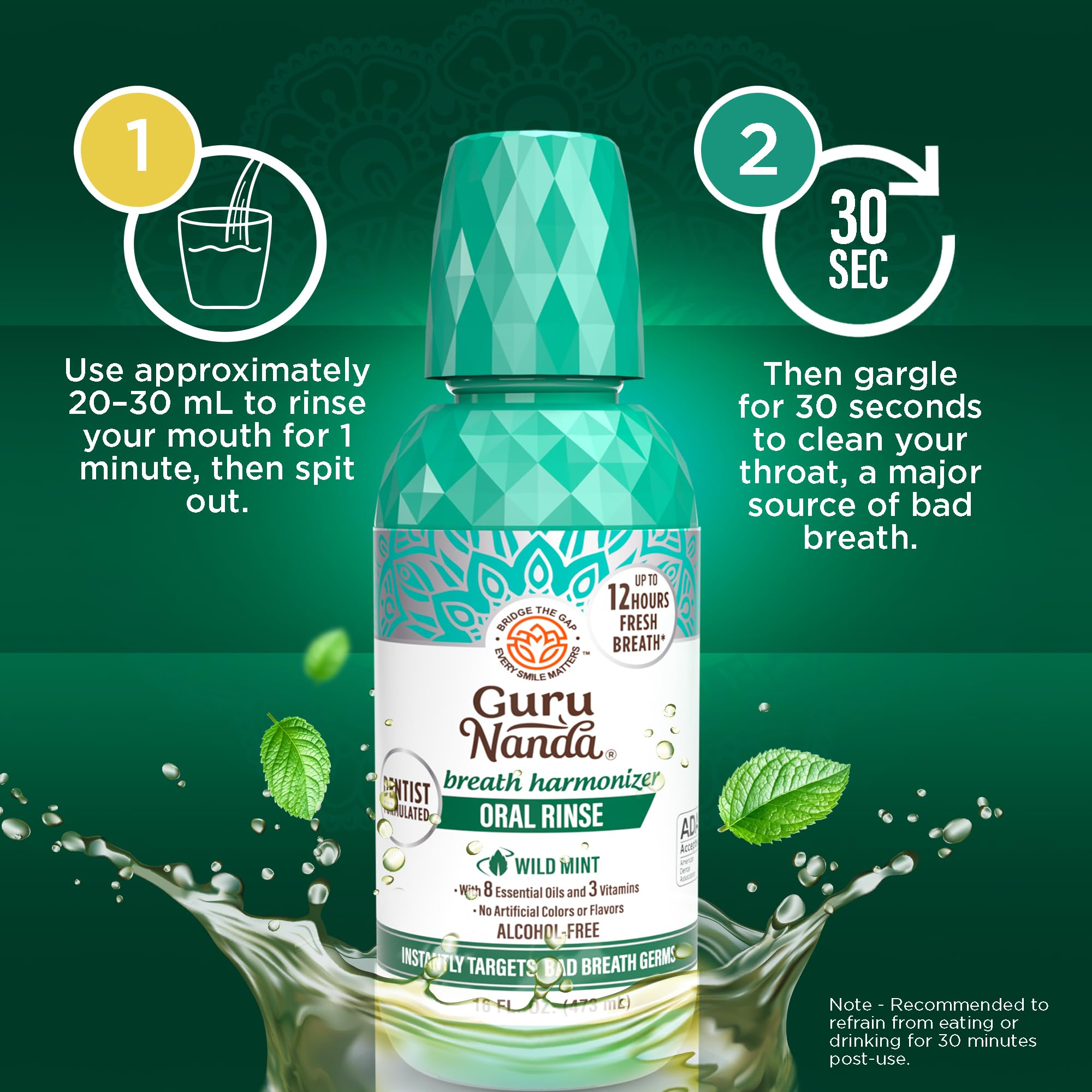 Bottle with mouthwash pouring into cap