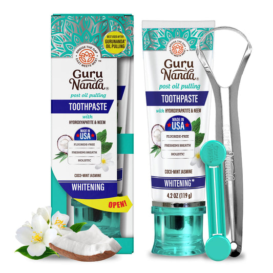 Front view of GuruNanda Hydroxyapatite Toothpaste packaging 4.2oz