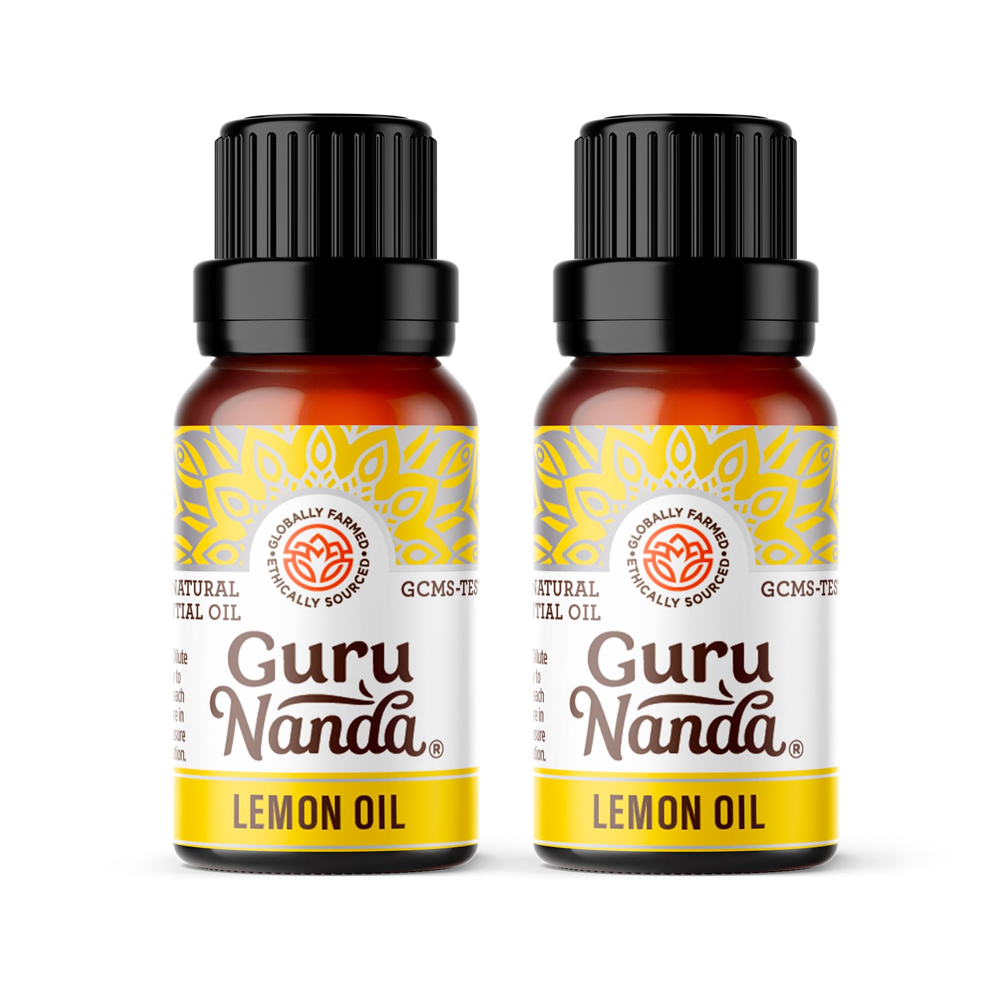 GuruNanda Lemon Essential Oil duo bottle set (2x0.5 oz)