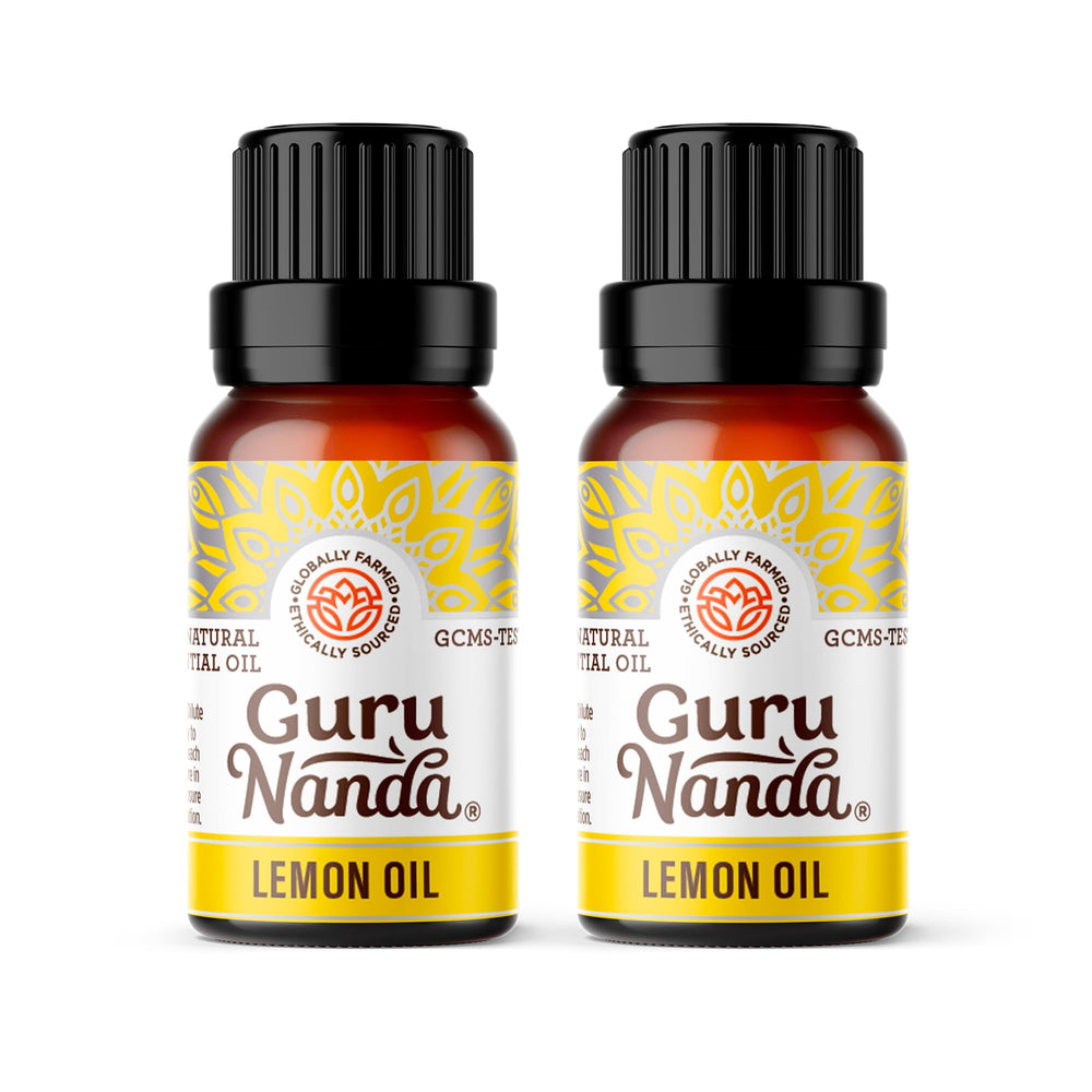 GuruNanda Lemon Essential Oil duo bottle set (2x0.5 oz)
