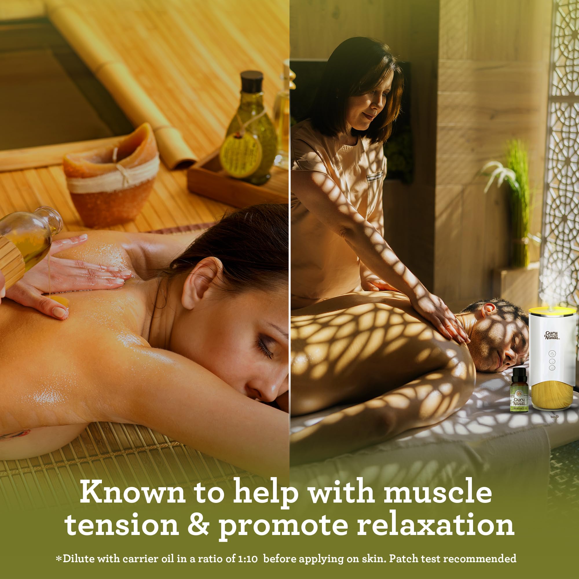 Aromatherapy setup with diffuser and lemongrass oil