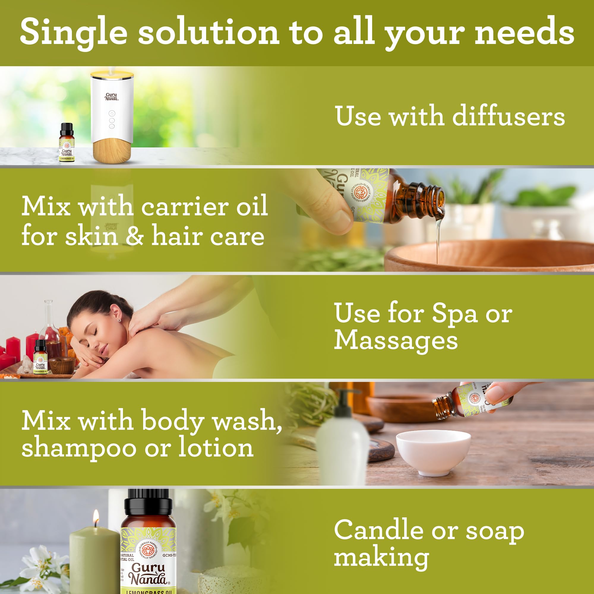 Massage application with lemongrass essential oil