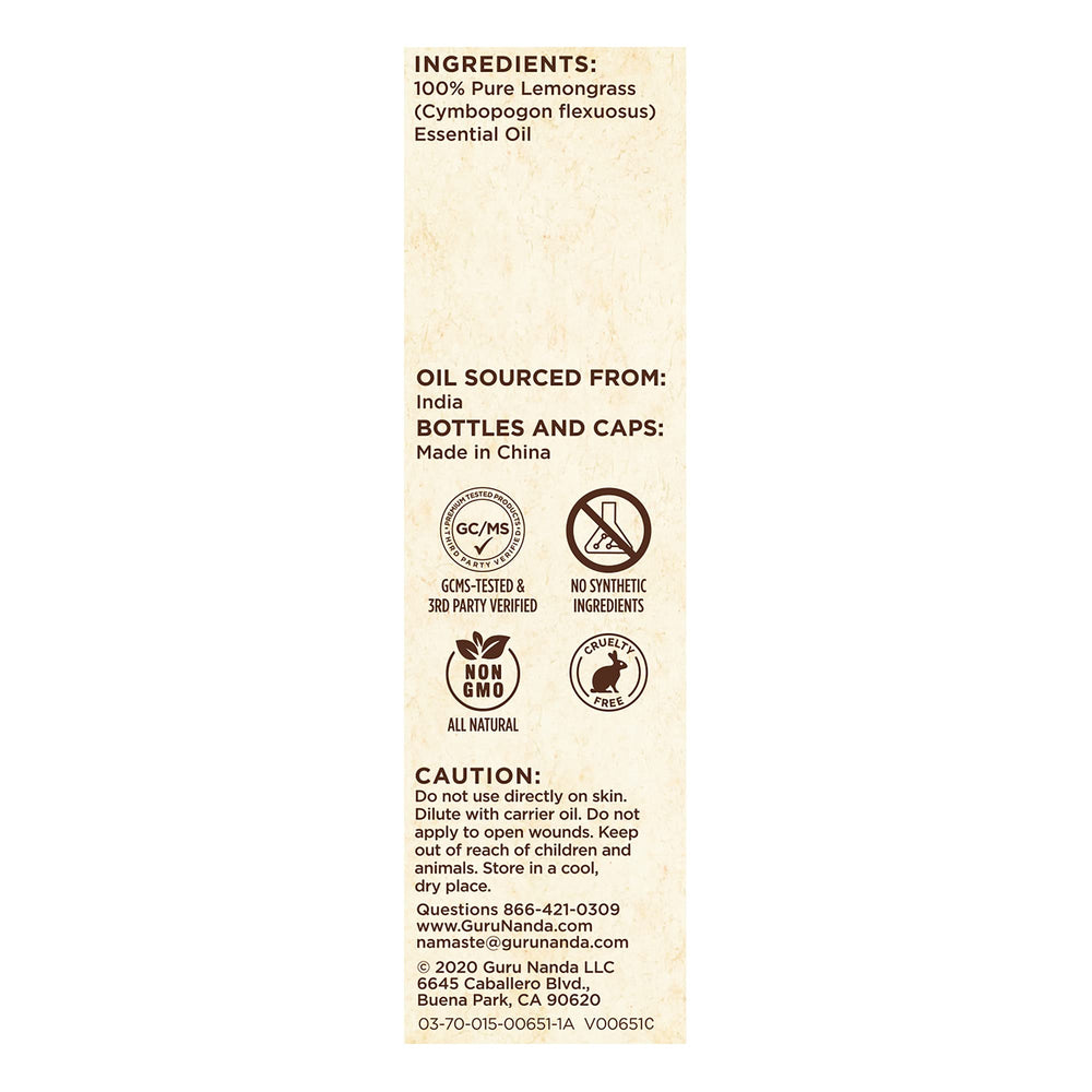 Natural, cruelty-free lemongrass essential oil packaging