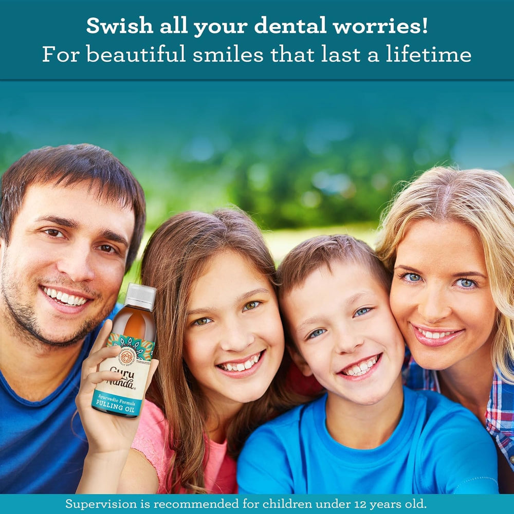 Bright smile after using GuruNanda oil pulling mouthwash