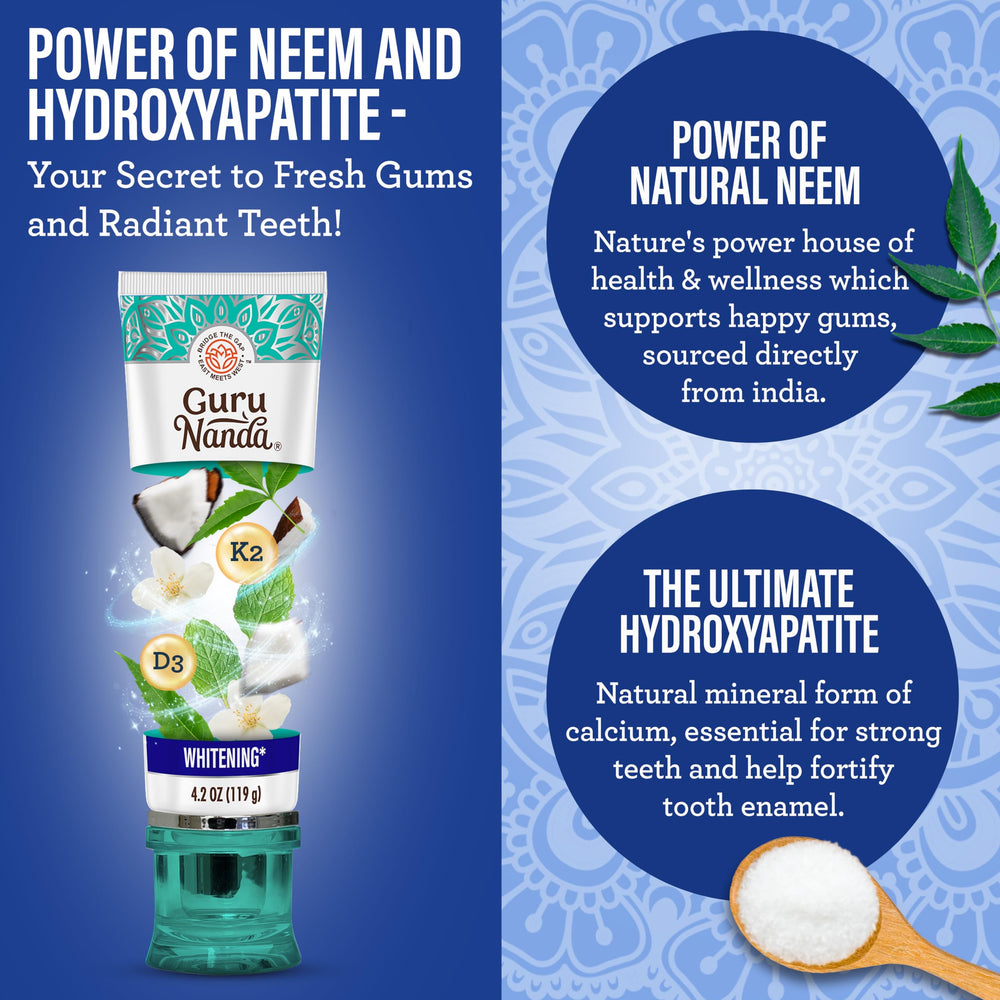 Neem toothpaste featuring hydroxyapatite and natural oils for remineralization
