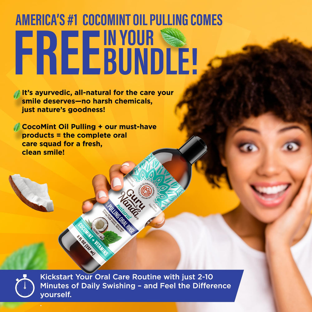 GuruNanda oral care bundle branding and ethical sourcing emphasis