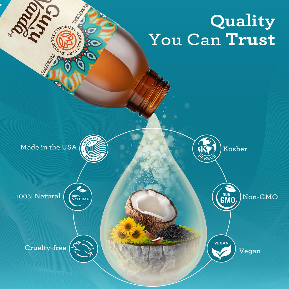 Alcohol-free label on GuruNanda Original Oil Pulling Mouthwash