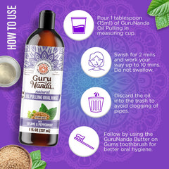 Visual demonstrating oil pulling usage instructions