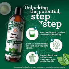 Swishing oil for 2 minutes as part of Ayurvedic routine