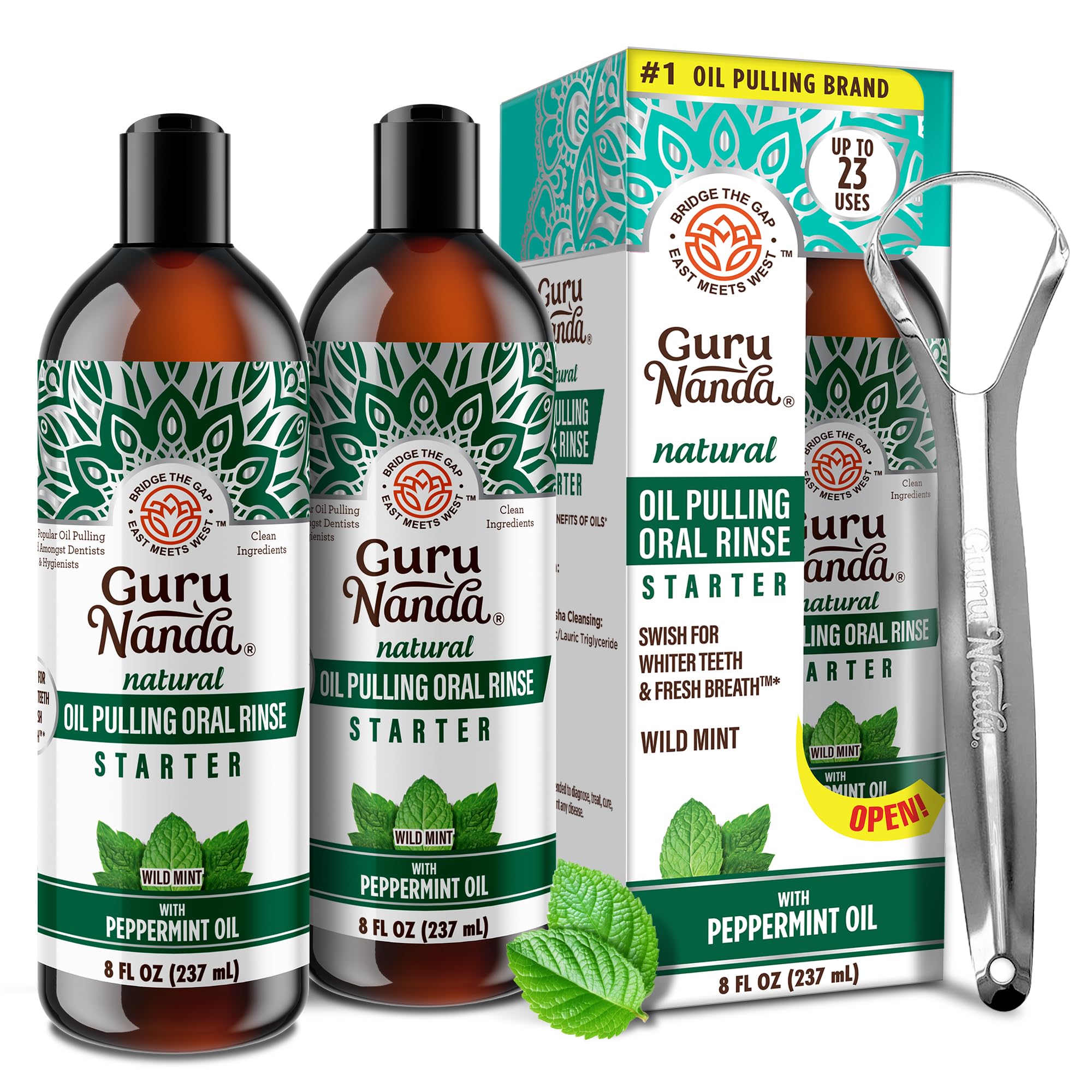 GuruNanda Starter Pulling Oil Mouthwash 2x8 oz bottles