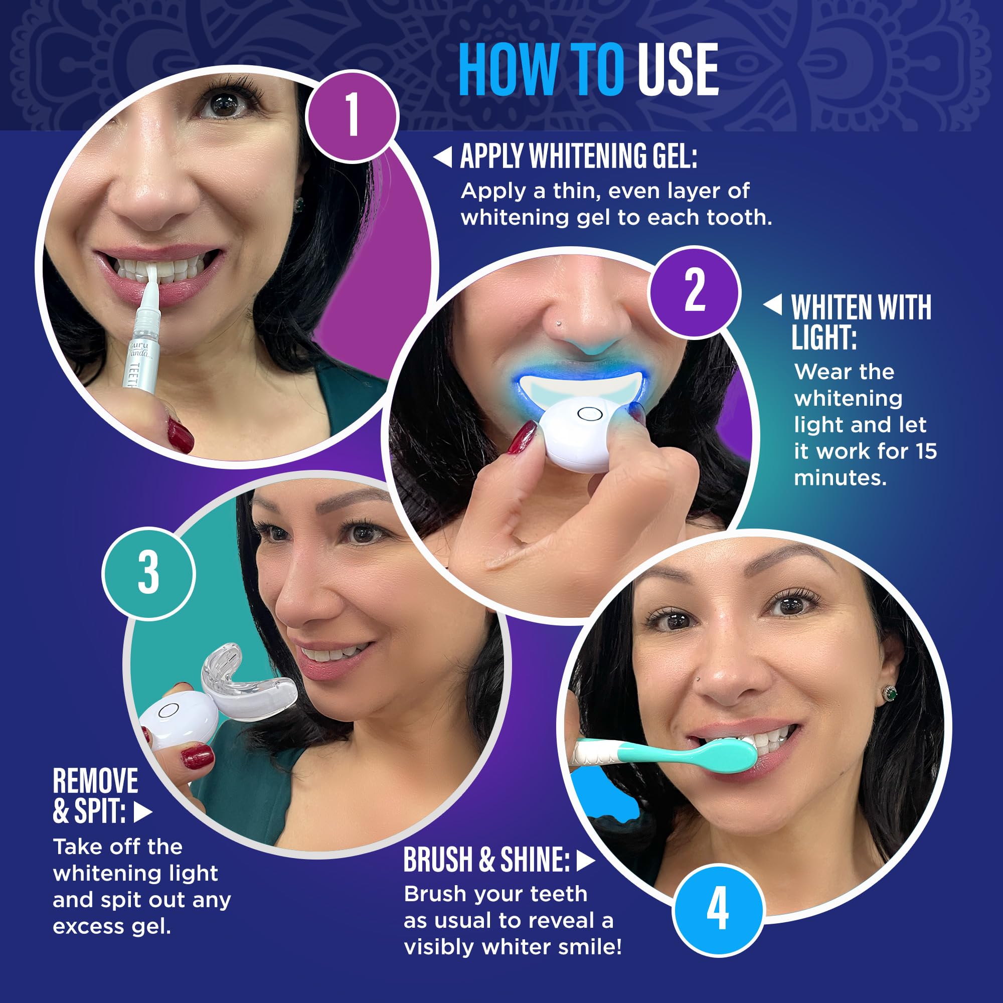 GuruNanda Teeth Whitening Kit with LED Light – product image 5