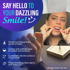 Close-up of ergonomic U-shaped whitening tray fitting on teeth