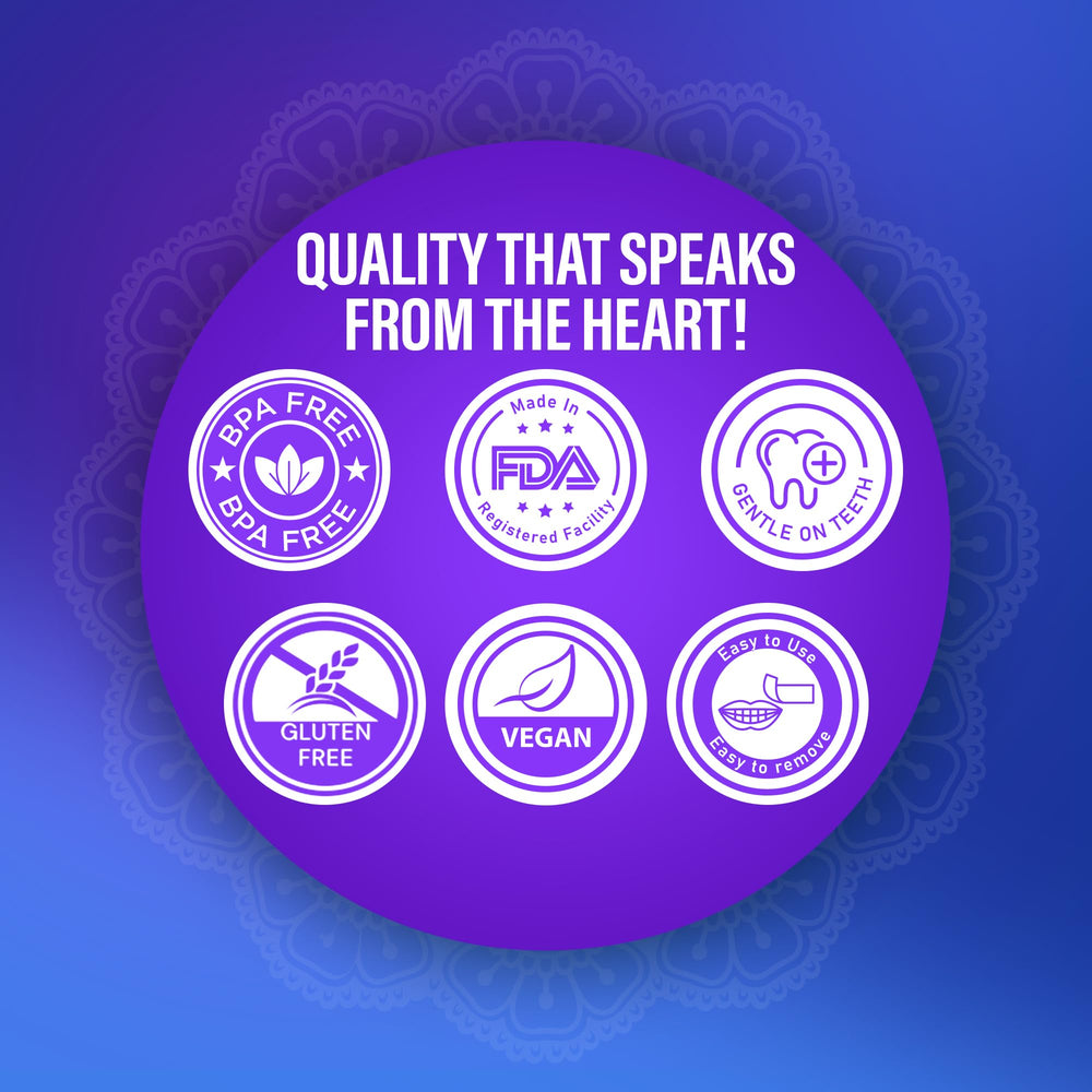 Icons indicating vegan, gluten-free, and PFAs-free materials