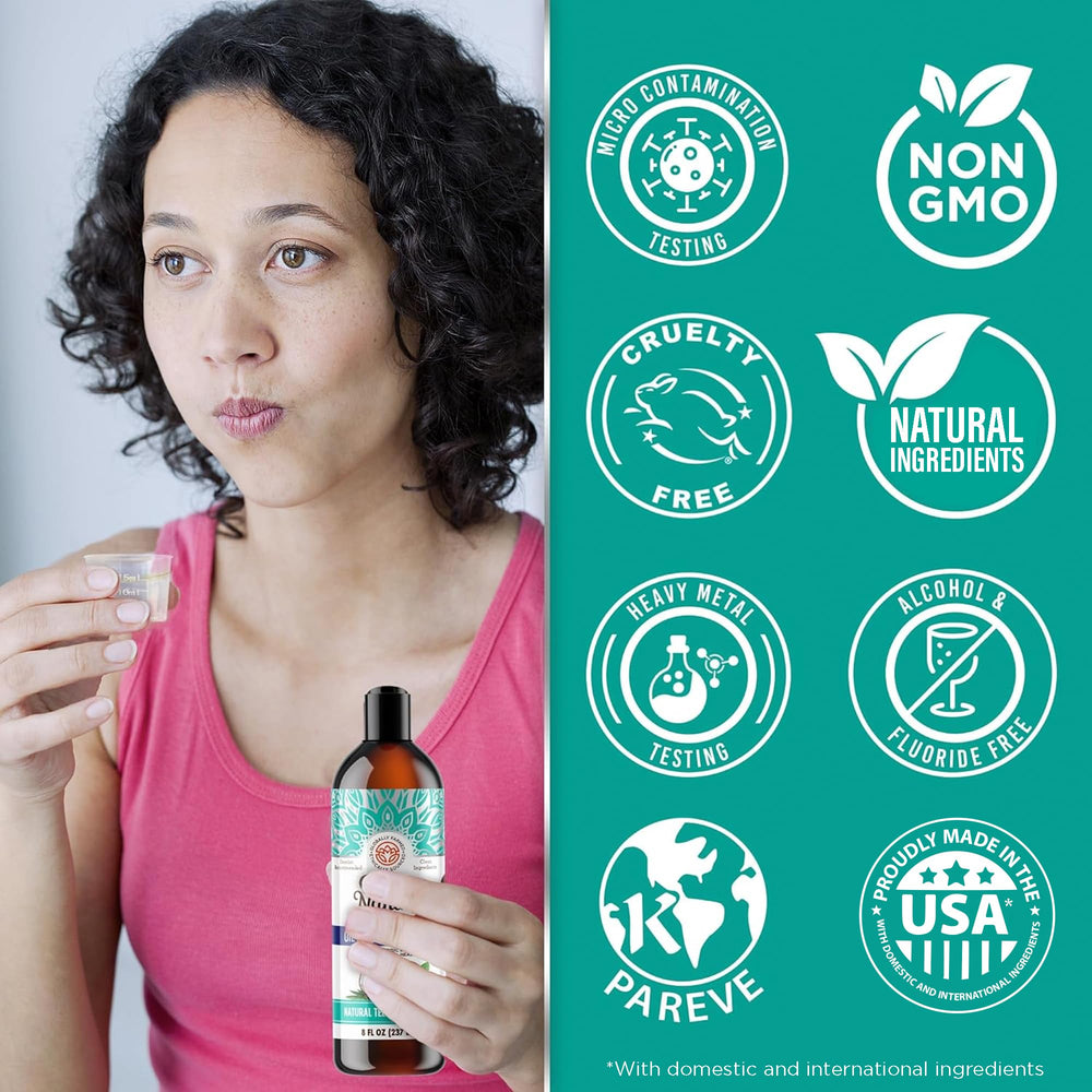 Two tongue scrapers included with GuruNanda CocoMint Mouthwash