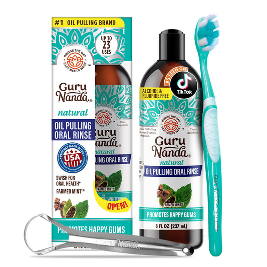 GuruNanda CocoMint Oil Pulling Mouthwash 8 oz bottle
