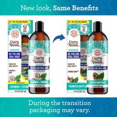 Front packaging of GuruNanda CocoMint Oil Pulling Mouthwash