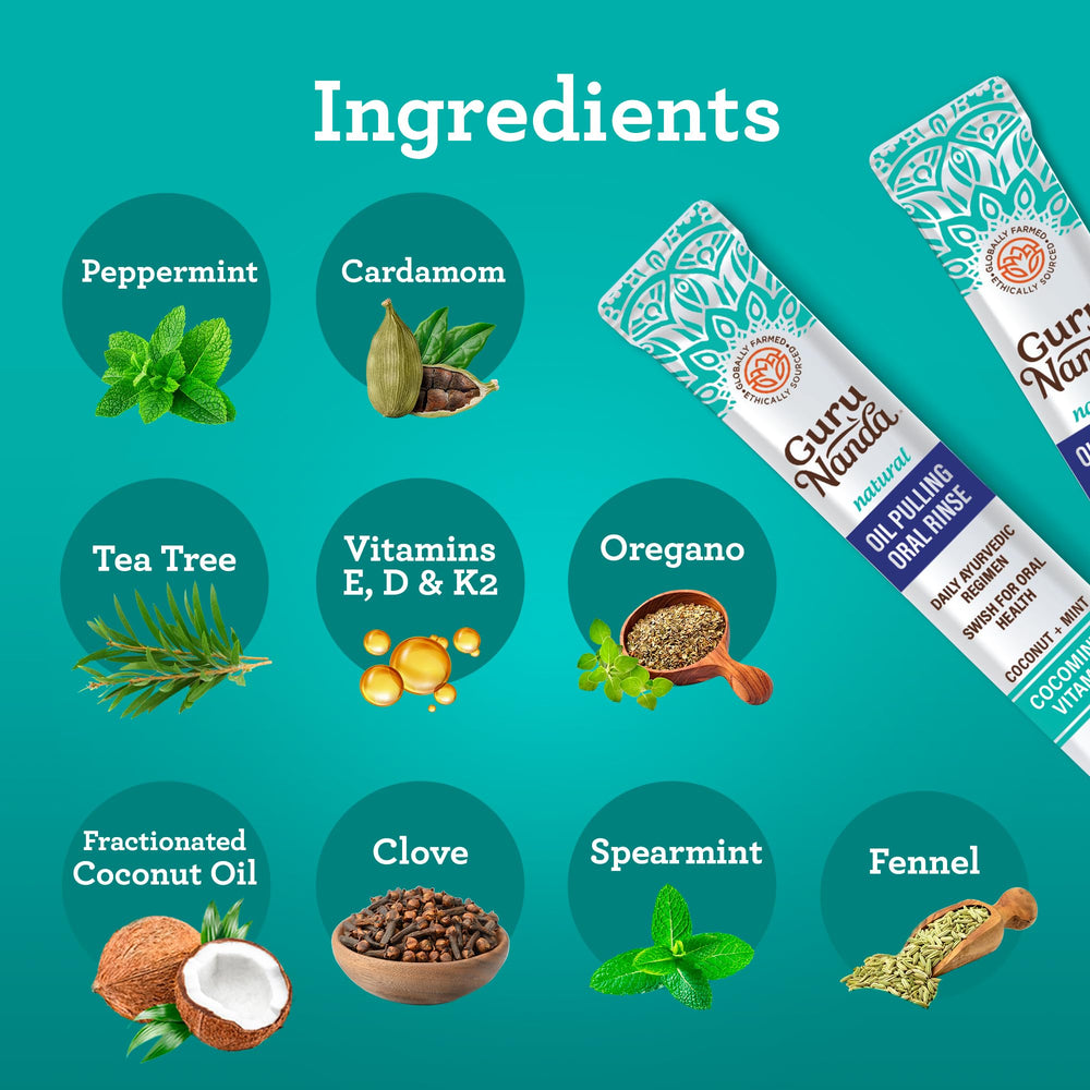 Coconut oil pulling ingredients and essential oils