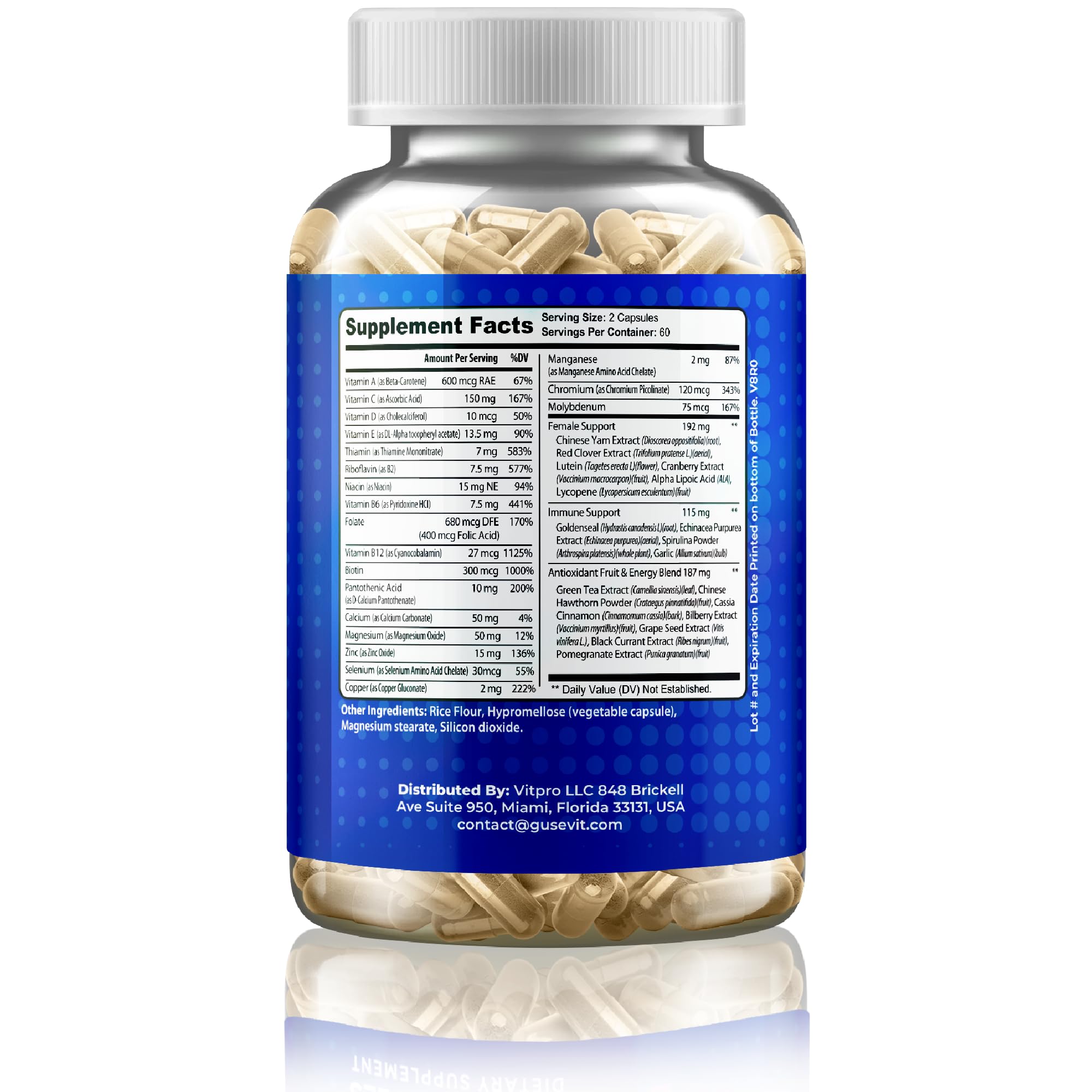 Lifestyle shot of a woman taking a daily multivitamin
