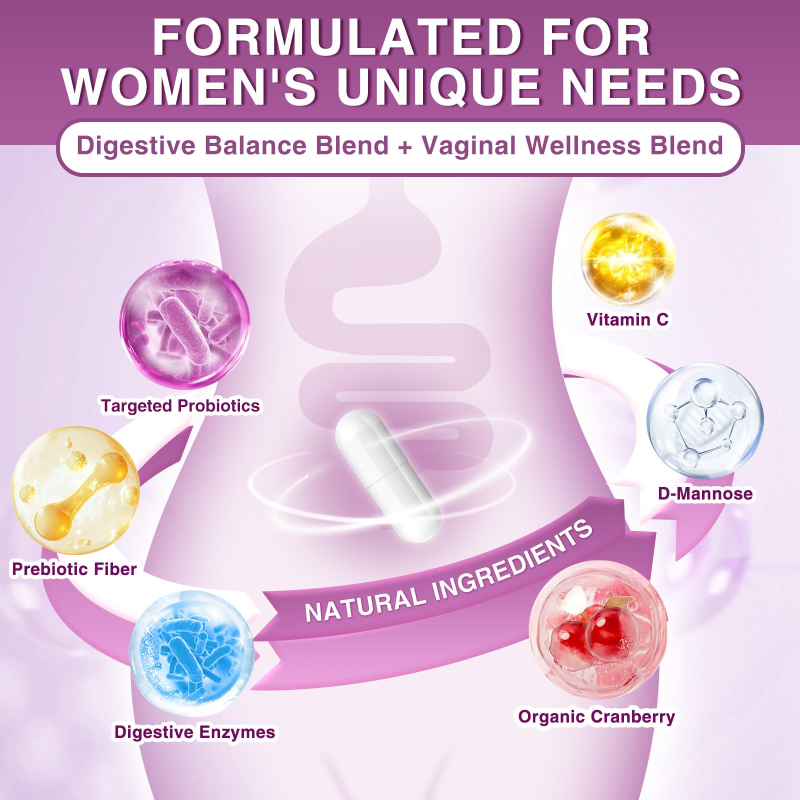 Graphic illustrating gut health benefits for women