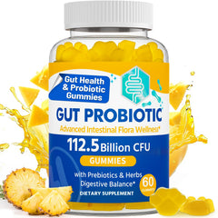 Gut Health Probiotic Gummies bottle with 112.5B CFU sugar-free formula (60 counts)