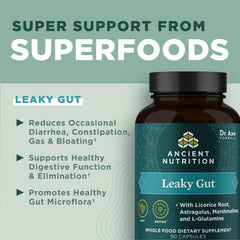 Close-up of ingredients including licorice root, astragalus, marshmallow, and L-glutamine