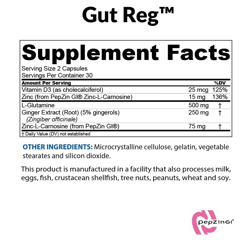 Close-up of Gut Reg capsules