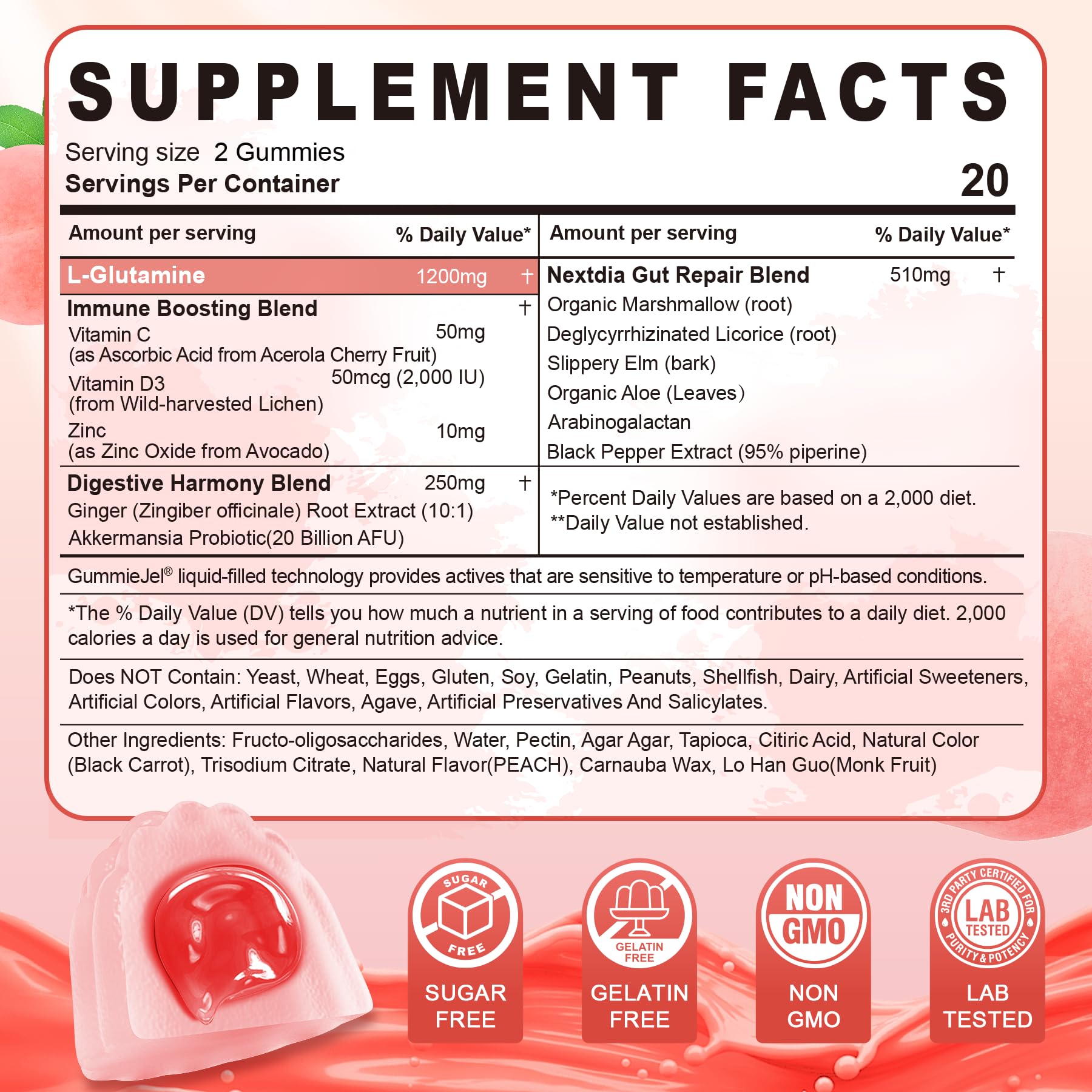 Gummies featuring gut repair blend for leaky gut support