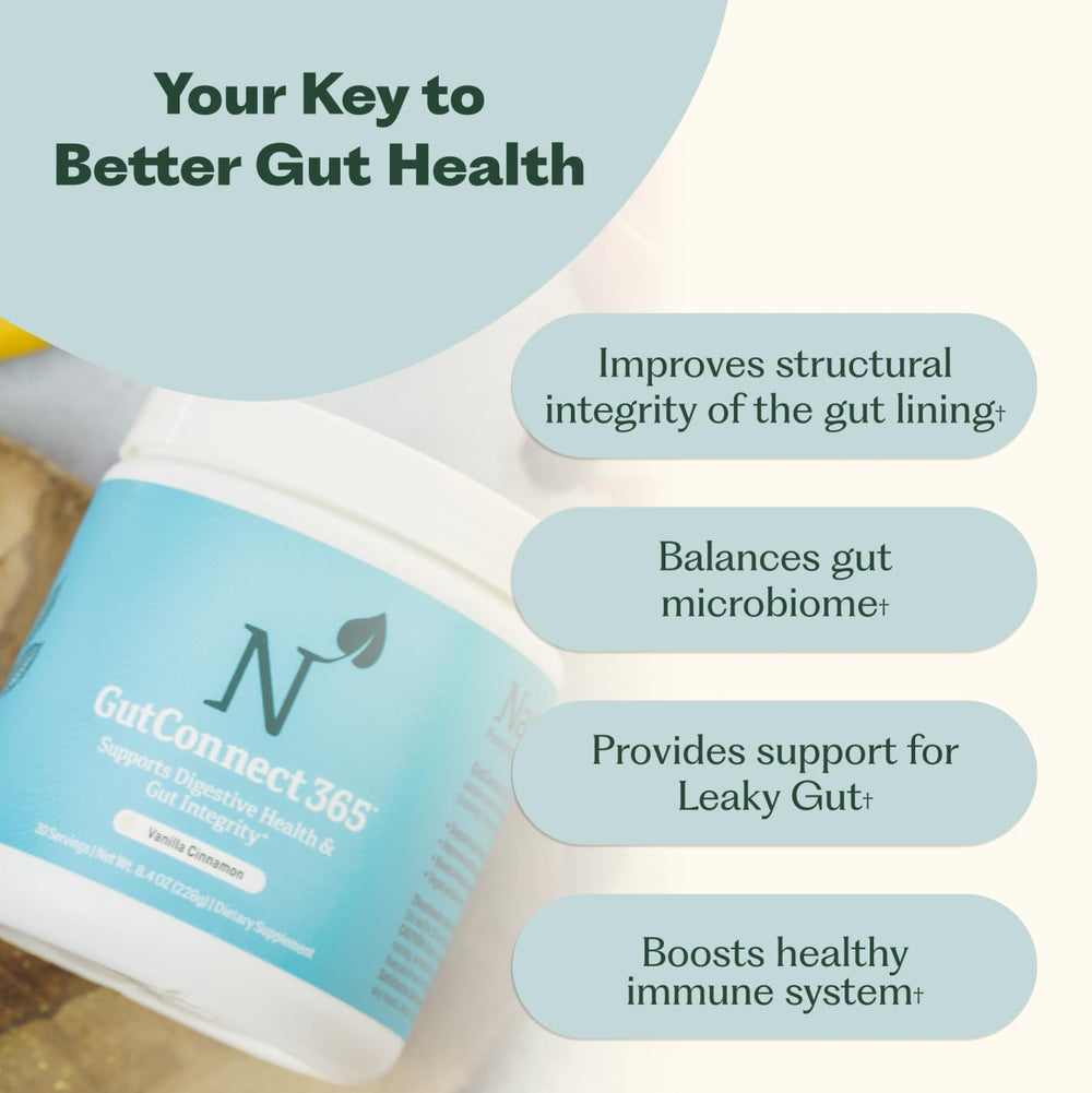 L-Glutamine content highlight on GutConnect 365 packaging